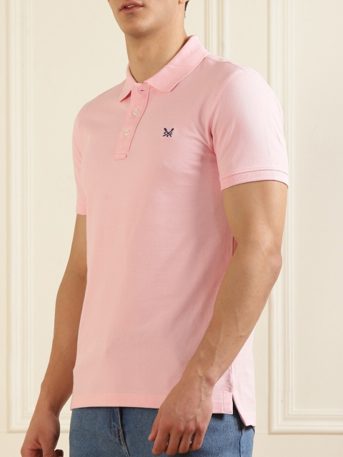 

Crew Clothing Men Pink Polo Collar T-shirt