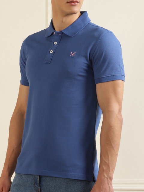 

Crew Clothing Men Blue Polo Collar T-shirt