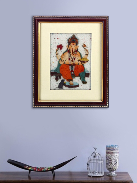 

Aapno Rajasthan Red Ganesh Figurine Painting Wall Decor