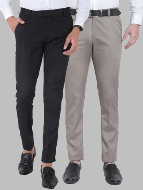

Srey trends Men Black Smart Slim Fit High-Rise Trousers