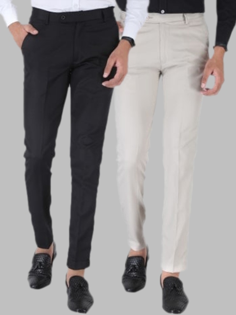 

Srey trends Men Black Smart Slim Fit High-Rise Trousers