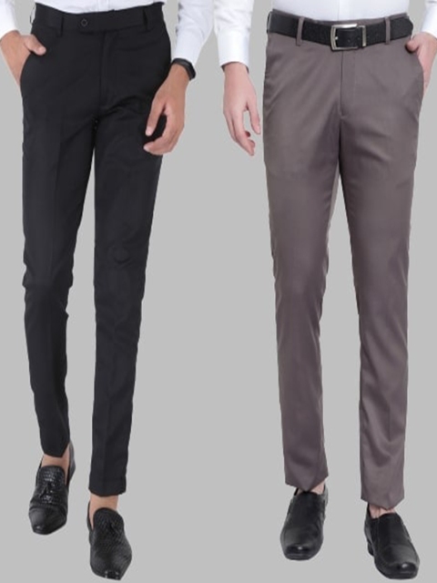 

Srey trends Men Black Smart Slim Fit High-Rise Trousers