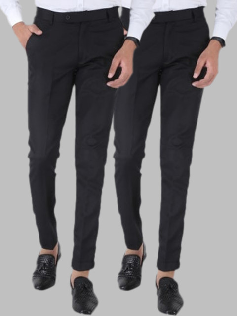 

Srey trends Men Black Smart Slim Fit High-Rise Trousers