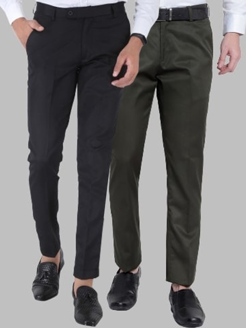 

Srey trends Men Black Smart Slim Fit High-Rise Trousers