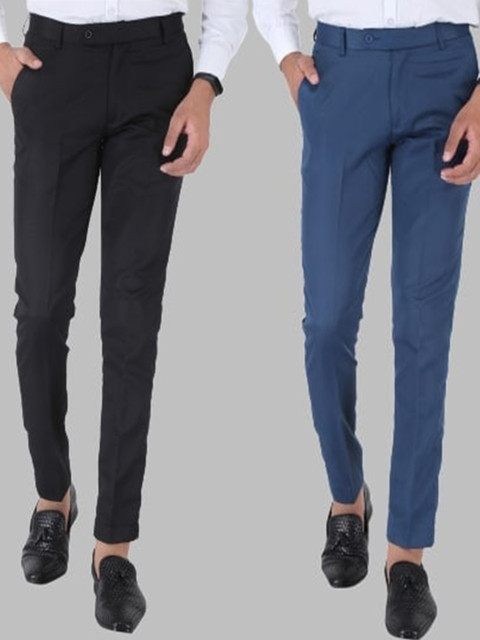 

Srey trends Men Black Smart Slim Fit High-Rise Trousers