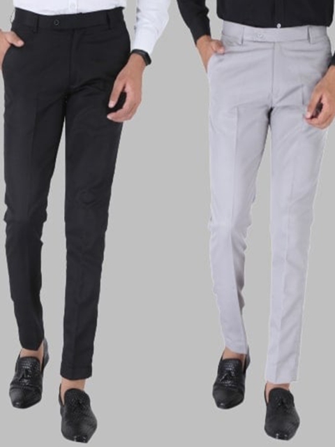 

Srey trends Men Black Smart Slim Fit High-Rise Trousers