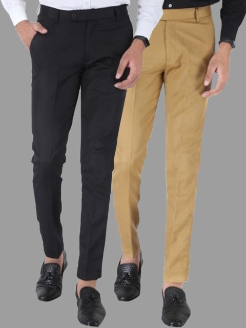 

Srey trends Men Black Smart Slim Fit High-Rise Trousers