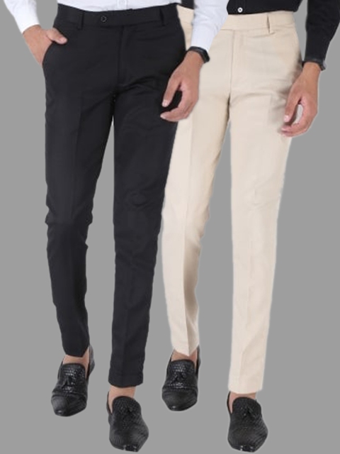 

Srey trends Men Black Smart Slim Fit High-Rise Trousers