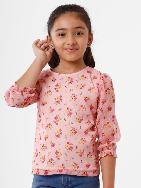 

De Moza Pink Floral Print Top