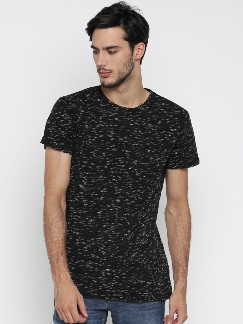 

ALCOTT Men Black Self Design T-shirt