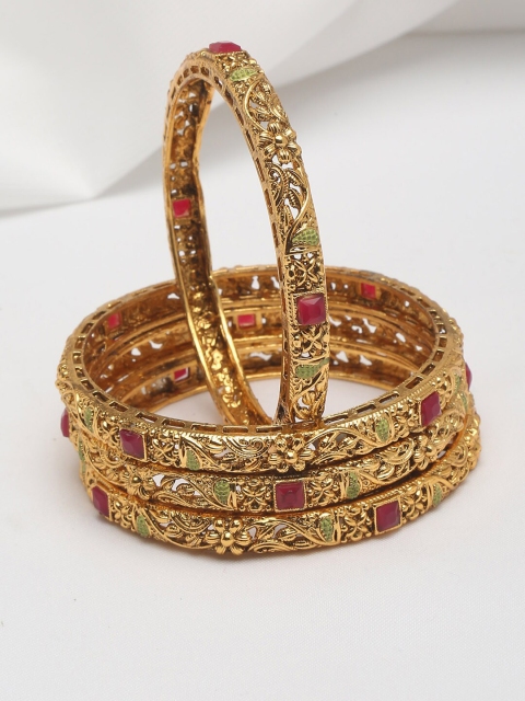 

Shining Diva Set of 4 Gold-Plated Antique Bangles