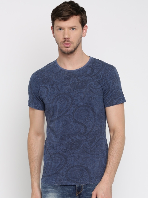 

ALCOTT Men Blue Paisley Printed T-shirt