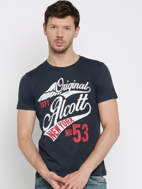 

ALCOTT Navy Printed T-shirt, Navy blue