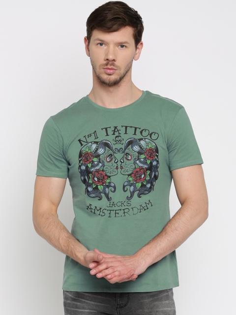 

ALCOTT Men Green Printed T-shirt