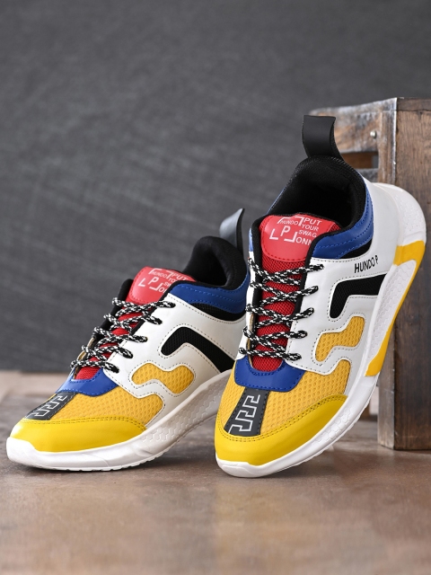 

Hundo P Men Yellow Colourblocked Sneakers