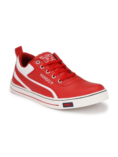 

Hundo P Men Red Colourblocked Sneakers