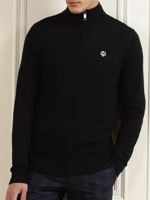 

Ted Baker Men Black Half Zip Woolen Pullover