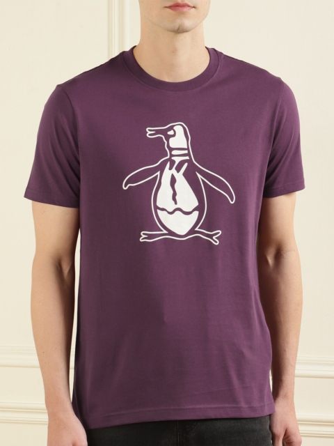 

Original Penguin Men Burgundy Logo Printed Pure Cotton T-shirt
