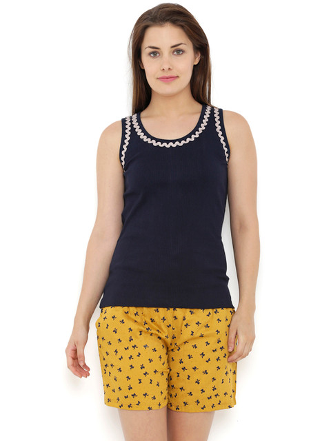

Heart 2 Heart Black & Yellow Printed Night Suit LSS97RUMBAN