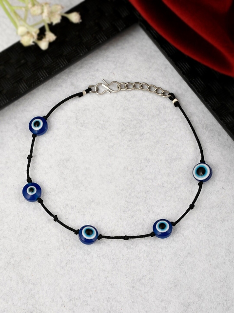 

Shoshaa Women Black & Blue Brass Handcrafted Silver-Plated Wraparound Bracelet
