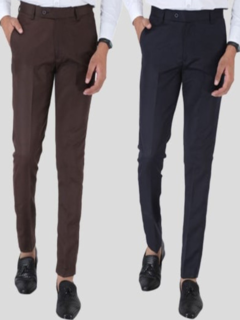 

Srey trends Men Copper-Toned Smart Slim Fit High-Rise Chinos Trousers
