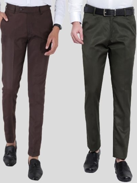 

Srey trends Men Copper-Toned Smart Slim Fit High-Rise Trousers