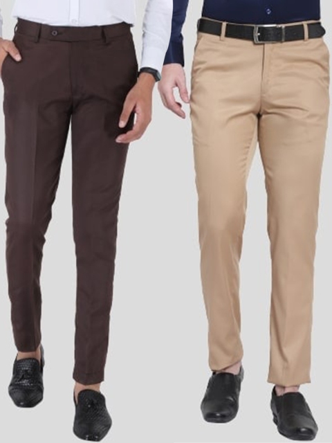 

Srey trends Men Copper-Toned Smart Slim Fit High-Rise Trousers