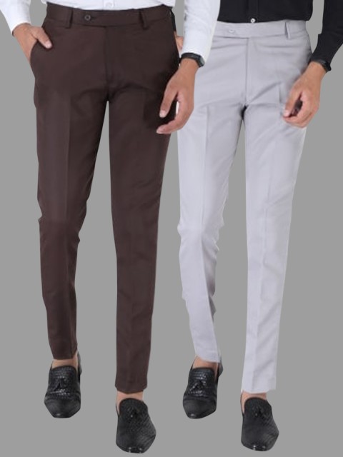 

Srey trends Men Copper-Toned Smart Slim Fit High-Rise Trousers