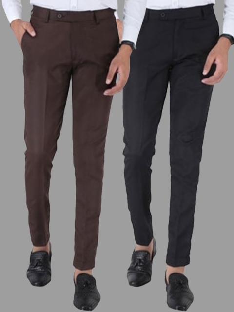

Srey trends Men Copper-Toned Smart Slim Fit High-Rise Trousers