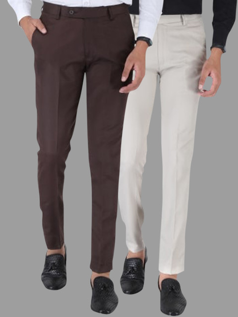 

Srey trends Men Copper-Toned Smart Slim Fit High-Rise Trousers