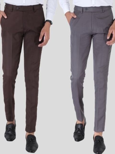 

Srey trends Men Copper-Toned Smart Slim Fit High-Rise Trousers