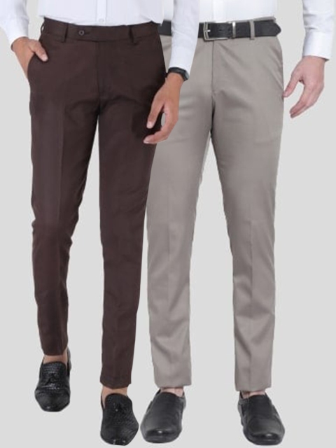 

Srey trends Men Copper-Toned Smart Slim Fit High-Rise Trousers