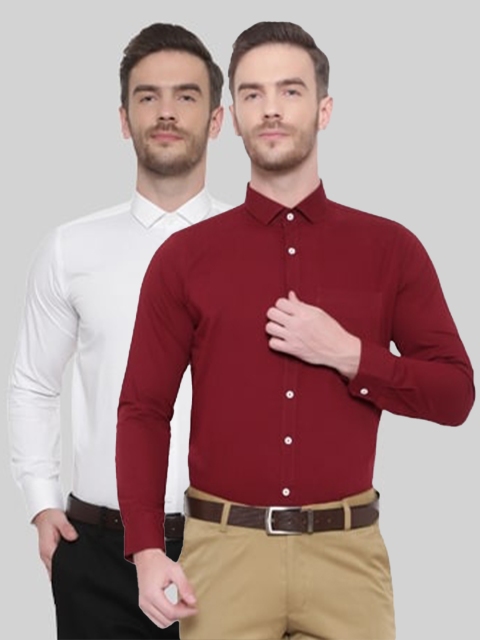 

Srey trends Men Pack of 2 Solid Comfort Pure Cotton Formal Shirts, White