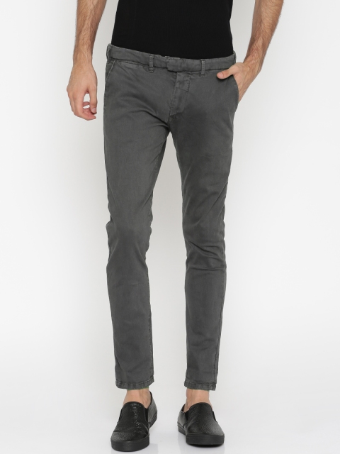 

ALCOTT Men Charcoal Grey Slim Fit Chino Trousers