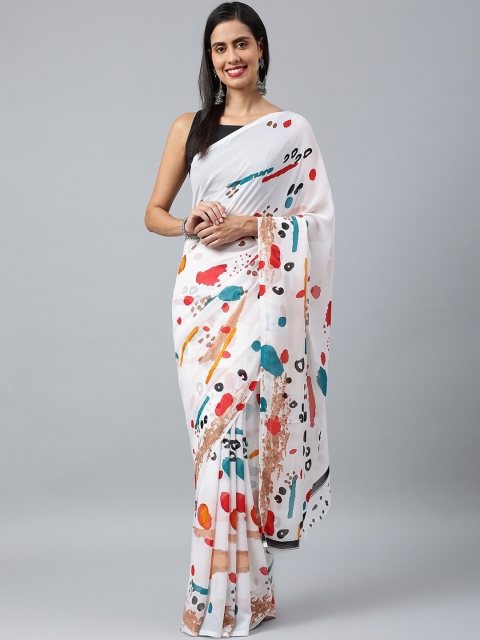

KALINI White & Orange Saree