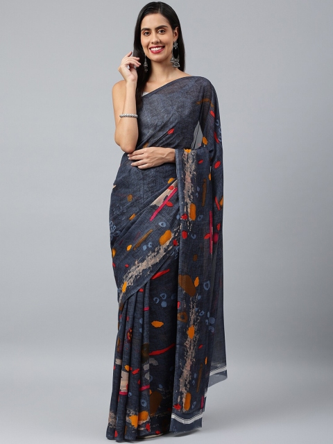 

KALINI Grey & Red Saree