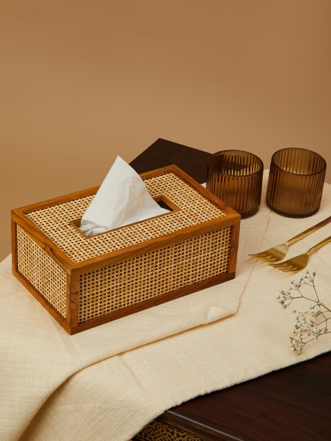 

Fabindia Beige Textured Wooden Tissue Holder