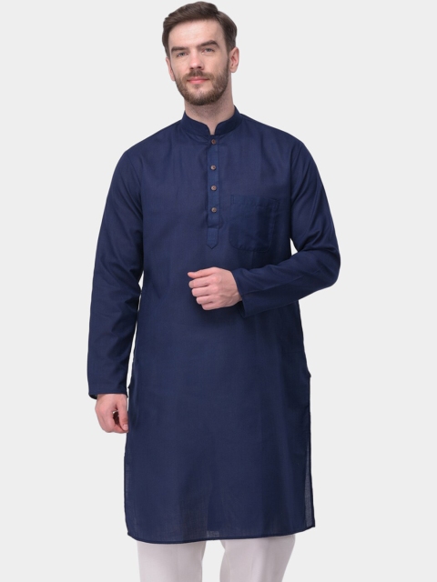 

SG LEMAN Men Navy Blue Solid Ethnic Kurta