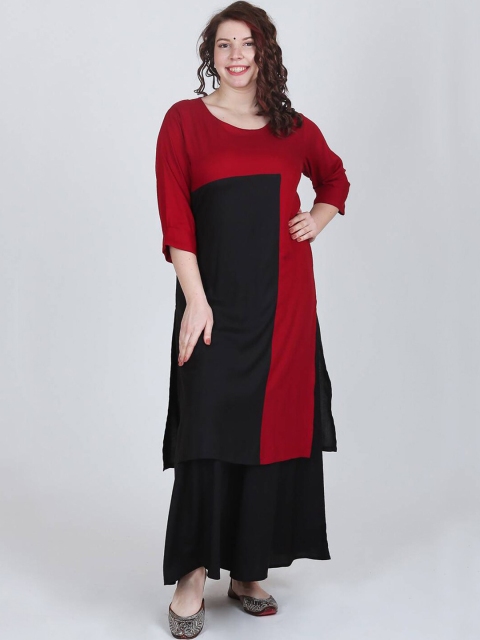 

LastInch Women Maroon Colourblocked Thread Work Kurta
