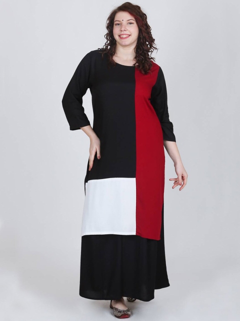 

LastInch Women Maroon Colourblocked Flared Sleeves Kurta