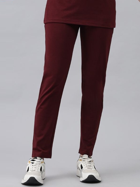 

GRIFFEL Women Maroon Solid Regular-Fit Track Pants