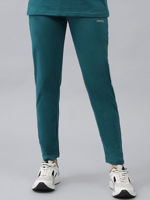 

GRIFFEL Women Green Solid Cotton Track Pants