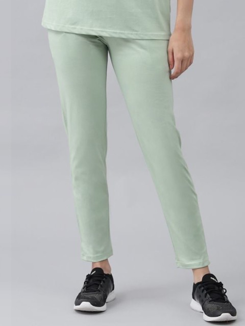

GRIFFEL Women Sea Green Solid Cotton Track Pant
