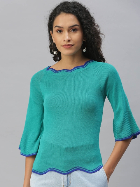 

SHOWOFF Women Turquoise Blue Solid Top