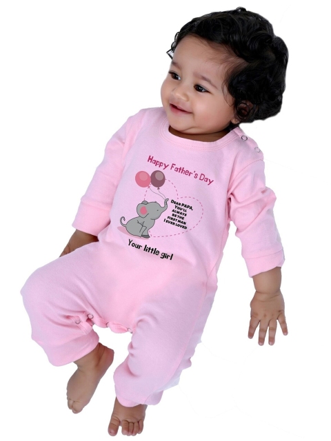 

KNITROOT Girls Pink Printed Cotton Bodysuit