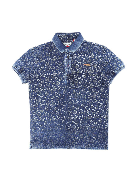 

Gini and Jony Boys Navy Blue Printed Cotton T-shirt