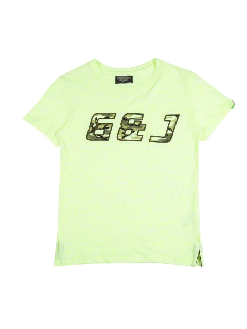 

Gini and Jony Boys Yellow Typography Printed Cotton T-shirt