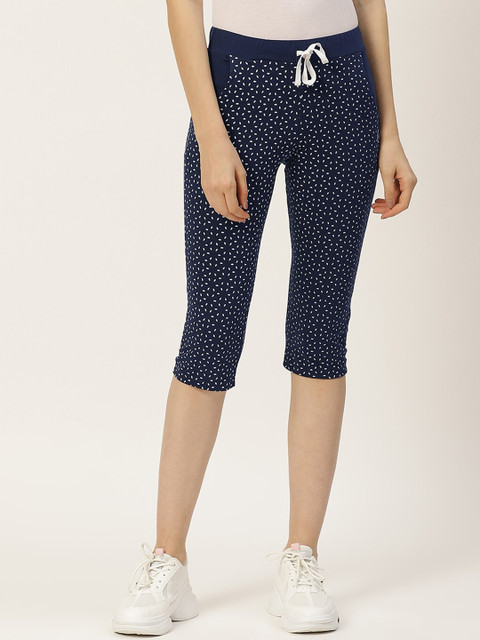 

FEMEA Women Navy Blue Printed Slim Fit Capris