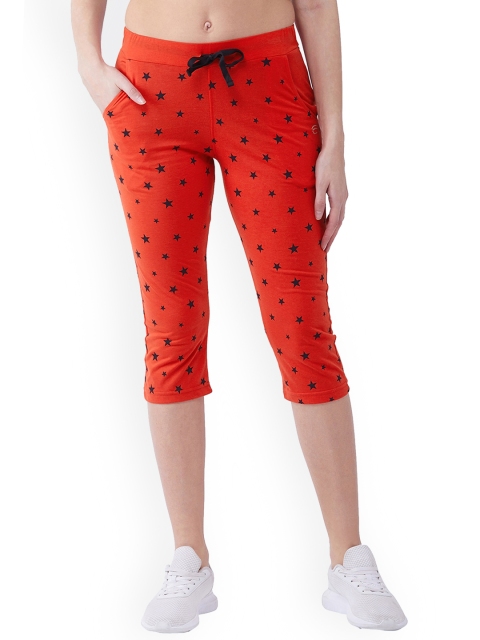 

FEMEA Women Red Printed Min Rise Slim Fit Cotton Capris