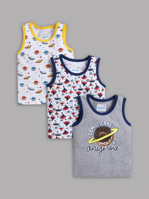 

Hopscotch Girls Pack Of 3 Printed Cotton Tank Tops, White